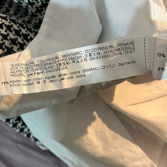 ZARA Houndstooth Fringe Detail Black & White Top Sz M - Picture 4 of 5